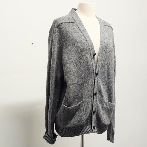 Pendelton Button Front 100% Shetland Wool Grey Heather Size: S